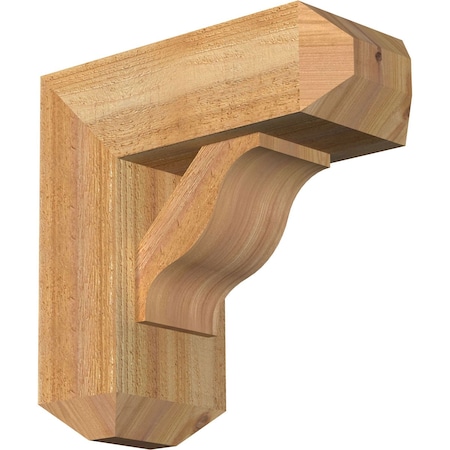 Funston Craftsman Rough Sawn Bracket w/ Offset Brace, Western Red Cedar, 6"W x 14"D x 14"H